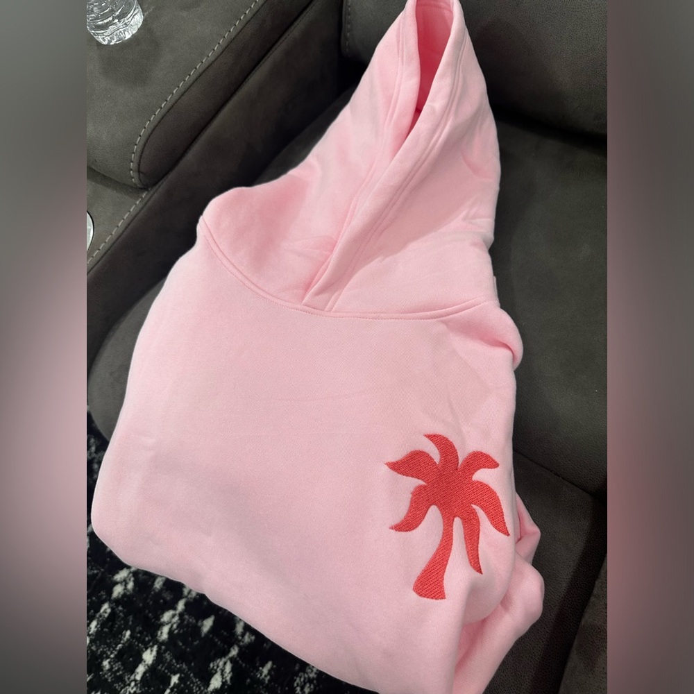 Pink palm puff hoodie
